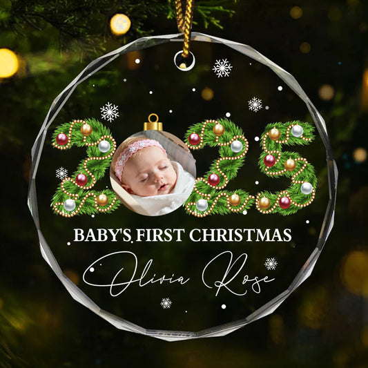 Personalized Baby Photo Ornament – Custom Glass Keepsake for Baby's First Christmas 2025