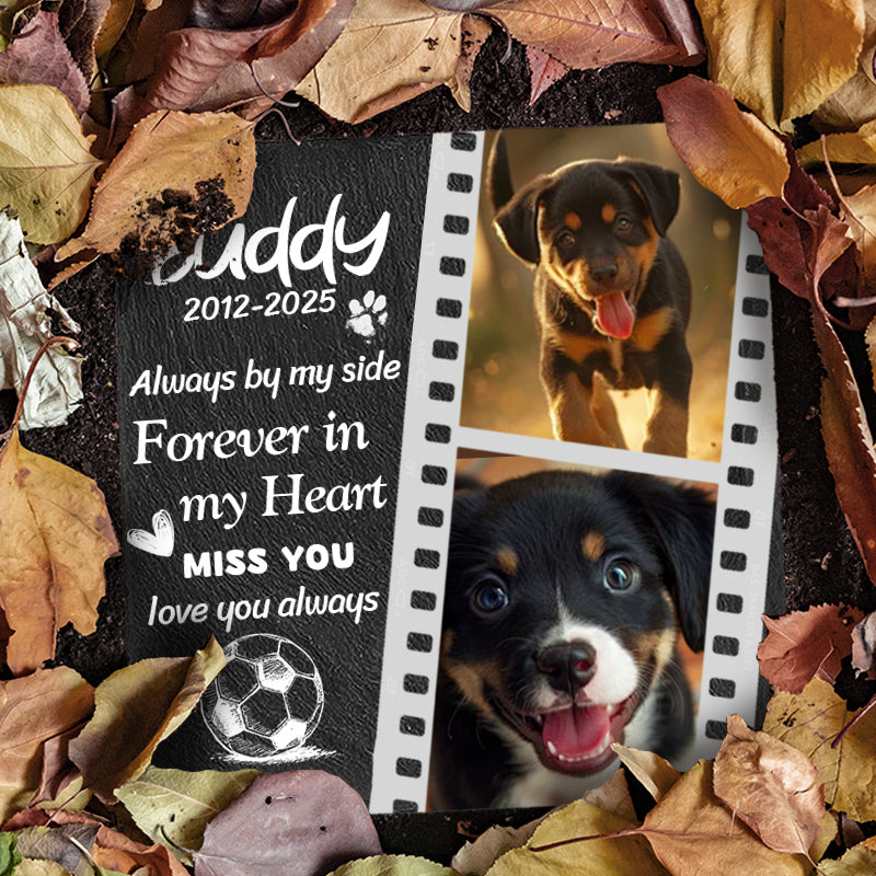 Custom Photo Always By My Side - Pet Memorial Square-shaped Stone Custom - Sympathy Gift For Pet Owners, Pet Lovers