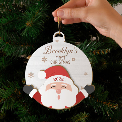 Custom “Baby’s First Christmas 2025” Wooden Ornament – Personalized Name & Character – Gift for Baby & Family