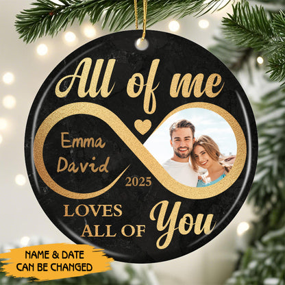 Personalized Couple Infinity Ornament – Custom Ceramic Keepsake with Photo, Names & Date – Romantic Gift for Anniversary, Wedding, or First Christmas