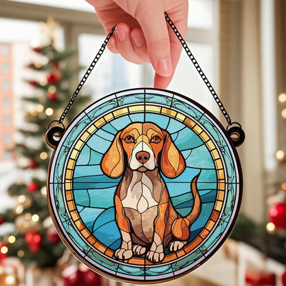 Custom Together, Always - Memorial Personalized Custom Stained Glass Window Hanging Suncatcher - Sympathy Gift For Pet Owners, Pet Lovers