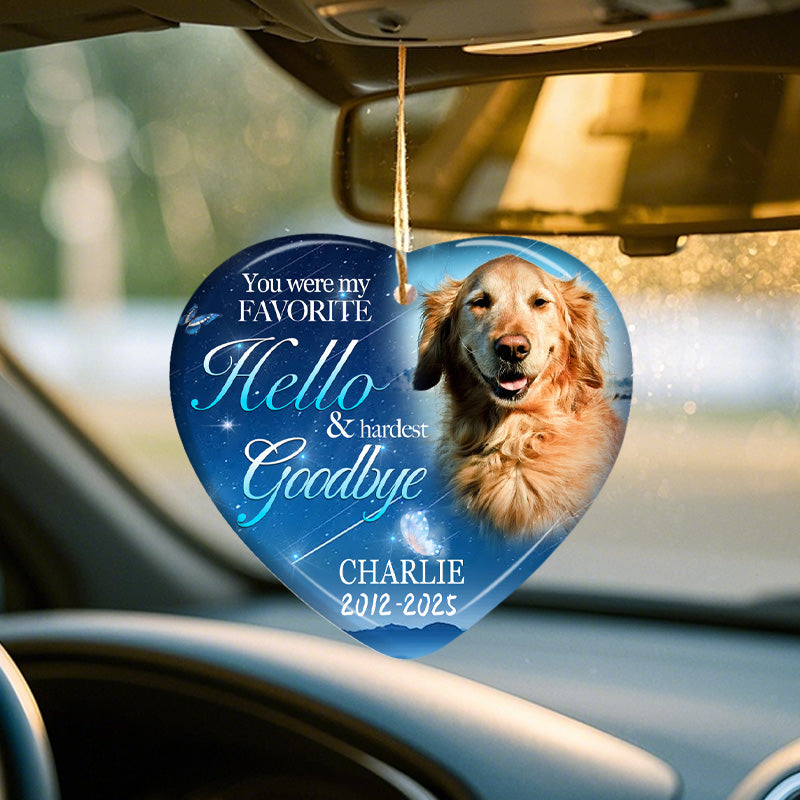 Custom Photo You Were My Favorite Hello And Hardest Goodbye-Ceramic Heart Shaped-Sympathy Gift For Pet Owners, Pet Lovers