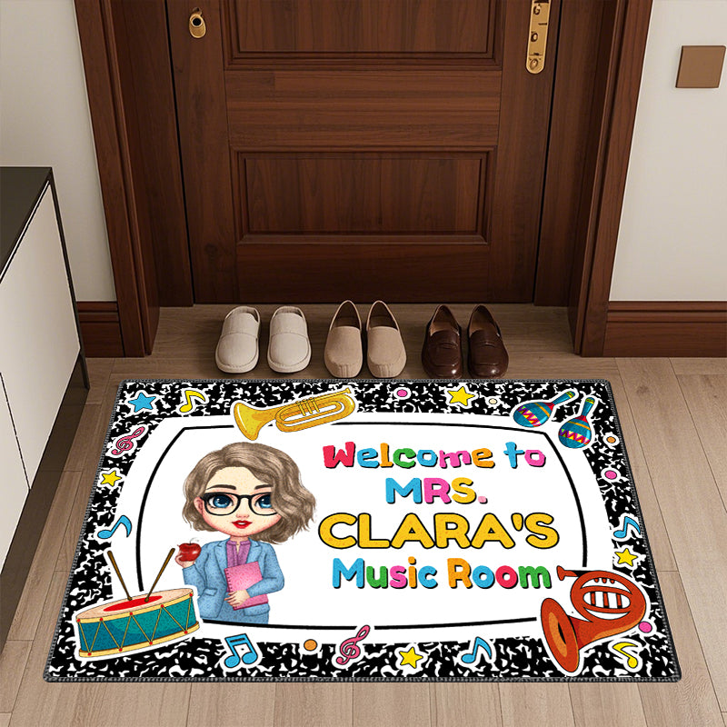 Custom Music Room Doormat – Personalized Name & Character Welcome Mat, Gift for Music Teachers or Music Rooms
