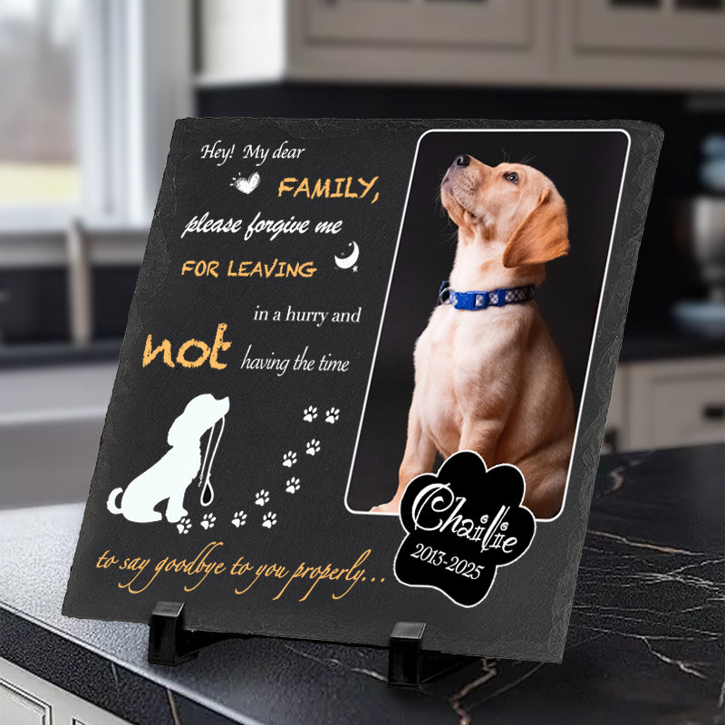 Custom Photo Hey My Dear Family - Pet Memorial Square-shaped Stone Custom - Sympathy Gift For Pet Owners, Pet Lovers