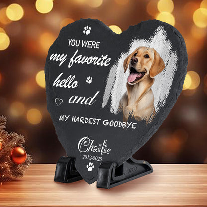 Custom Photo You Were My Favorite Hello - Pet Memorial Heart-shaped Stone Custom - Sympathy Gift For Pet Owners, Pet Lovers