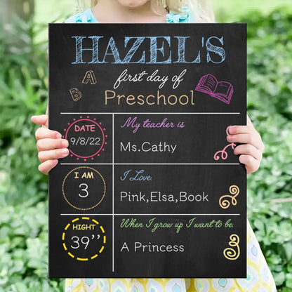 Custom Back to School Sign – Personalized Wooden Chalkboard for First Day of School Milestones, Gift for Kids