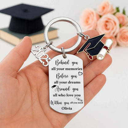 Personalized Graduation Photo & Quote Keychain – Custom Keepsake with Name – Gift for Graduates & Families