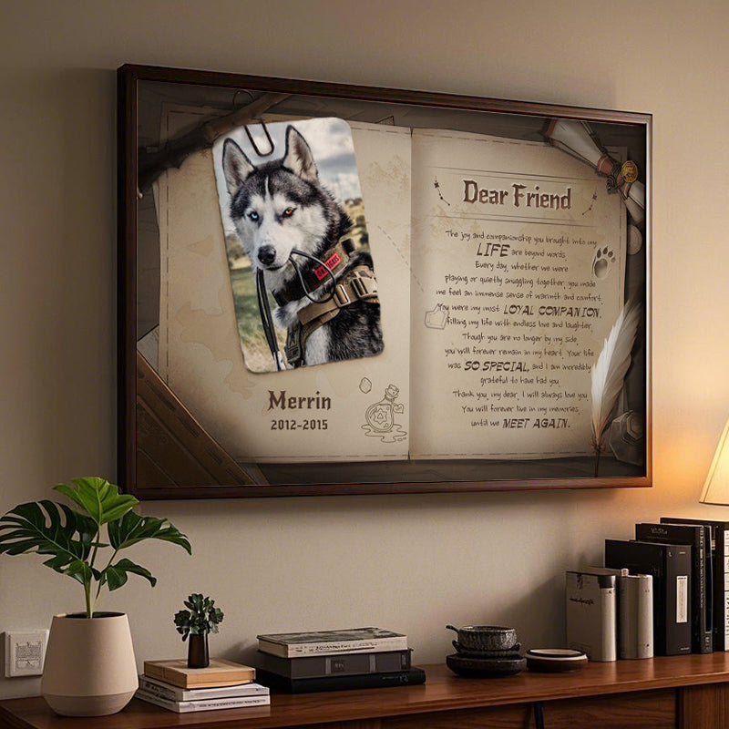 Custom Photo Dear Friend- Pets Personalized Custom Horizontal Poster/Canvas - Sympathy Gift For Pet Owners, Pet Lovers
