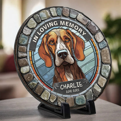 Custom In Memory of a Gentle Soul- Memorial Personalized Custom 3D Mosaic Faux Stained Glass Print Round Shaped Memorial Stone  - Sympathy Gift For Pet Owners, Pet Lovers