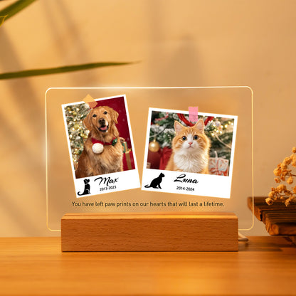 Personalized Pet Memorial Gifts for dogs & cats with Led Engraved Night Light