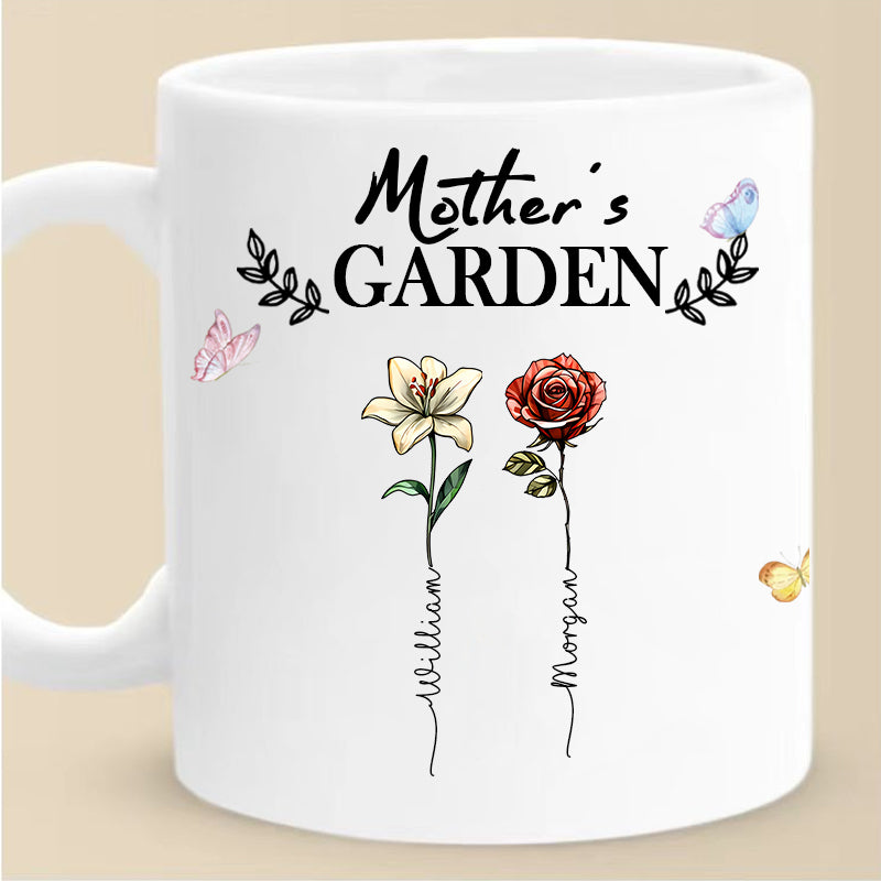 Custom Grandma’s Garden Mug – Personalized Floral Cup with Kids’ Names – Heartfelt Gift for Grandma, Mom, or Family Matriarch