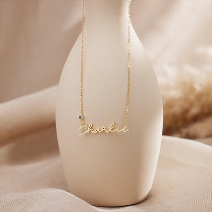 Personalized Name Necklace with Birthstone – Custom Minimalist Jewelry Gift for Loved Ones