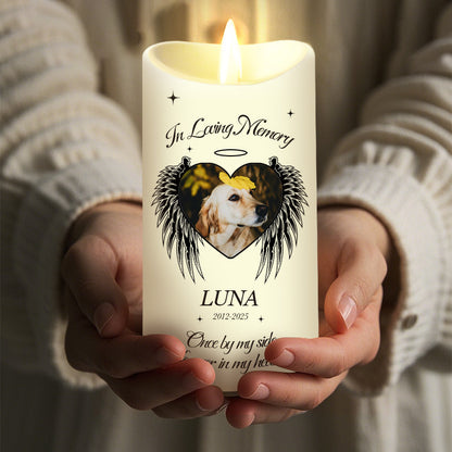Custom Photo In Loving Memory -Memorial Personalized Custom LED Candle - Sympathy Gift For Pet Owners, Pet Lovers
