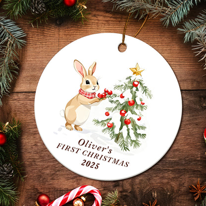 Our First Christmas Together 2025 – Personalized Ceramic Ornament with Custom Holiday Design, Name & Year – Family Keepsake Gift