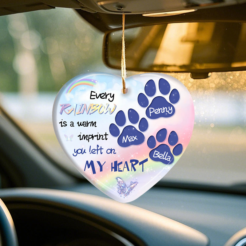 Custom Every Rainbow Is A Warm Imprint -Ceramic Heart Shaped-Sympathy Gift For Pet Owners, Pet Lovers