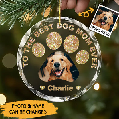 Custom Photo To the Best Pet Parent Ever – Gem-Inspired Round Ornament – Personalized Gift for Dog and Cat Lovers, Moms and Dads