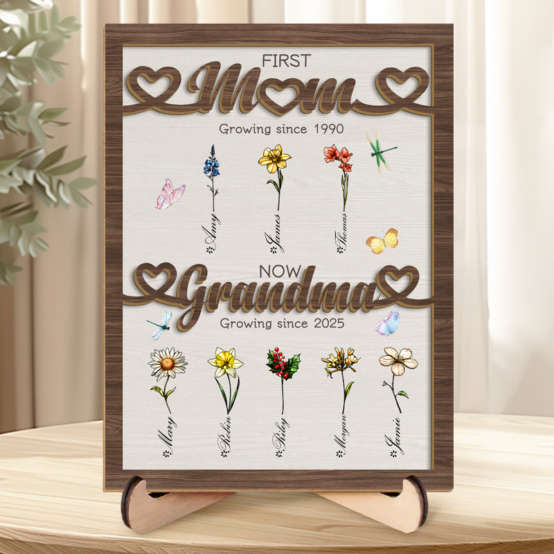 Custom Personalized Birth Month Flowers Mothers Day, Custom Grandma's Garden Wooden Sign, Gift For Mom, Gift For Grandma, Mother's Day Gift