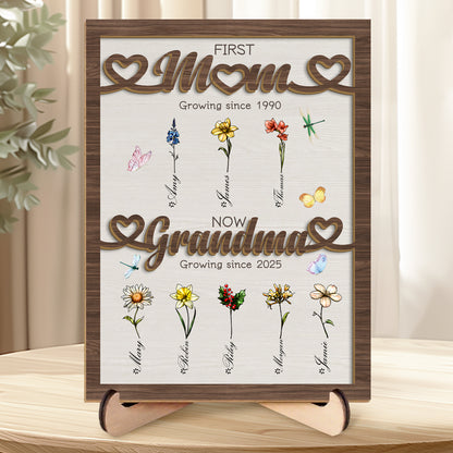 Custom Personalized Birth Month Flowers Mothers Day, Custom Grandma's Garden Wooden Sign, Gift For Mom, Gift For Grandma, Mother's Day Gift