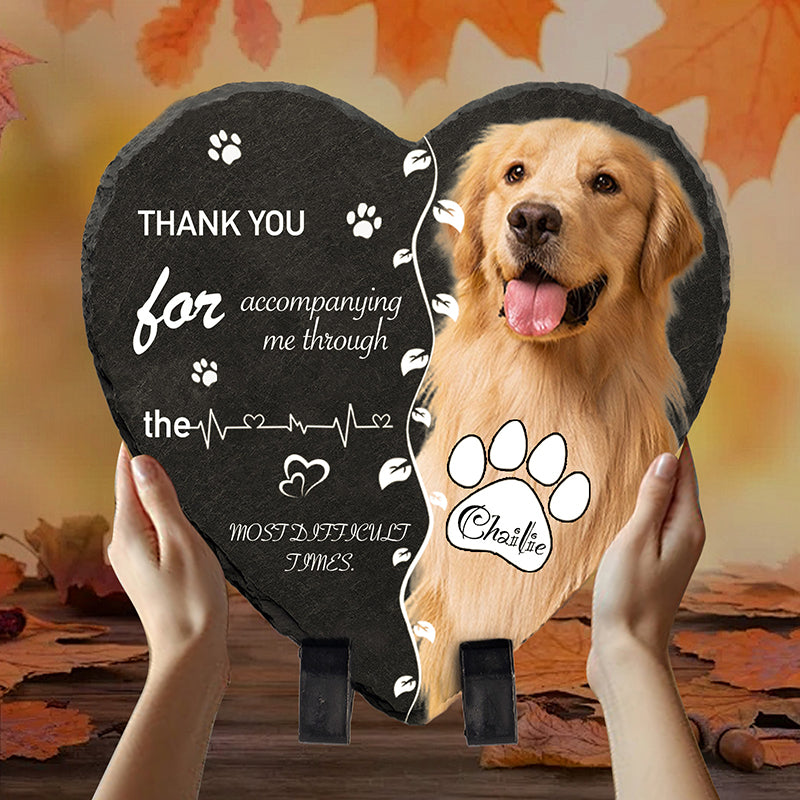 Custom Photo Thank You for Accompanying me! Pet Memorial Heart-shaped Stone Custom pet loss - Sympathy Gift For Pet Owners, Pet Lovers