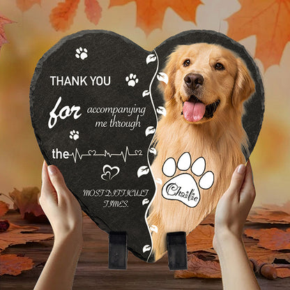 Custom Photo Thank You for Accompanying me! Pet Memorial Heart-shaped Stone Custom pet loss - Sympathy Gift For Pet Owners, Pet Lovers