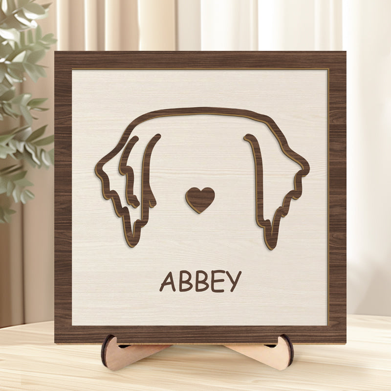 Custom Dog Ear Portrait - Personalized Wooden Sign - Unique Pet 2-Layered Wooden Plaque With Stand - Thoughtful Gift for Dog Lovers, Pet Owners
