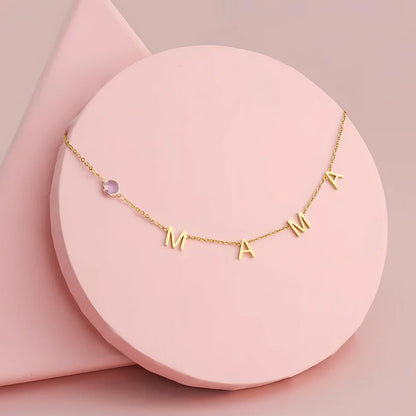 Personalized Letter Necklace with Birthstone – Custom Minimalist Jewelry Gift for Loved Ones