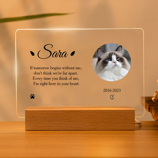Personalized Cat Memorial Acrylic Night Light
