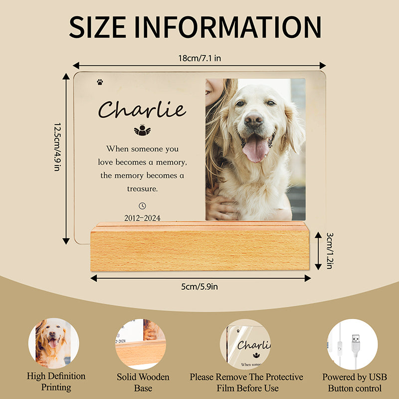 Custom Pet Memorial LED Plaque – Personalized Tribute for Cats & Dogs