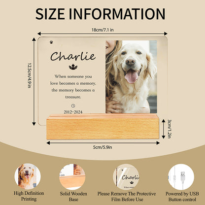 Custom Pet Memorial LED Plaque – Personalized Tribute for Cats & Dogs