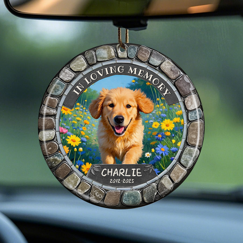 Custom Photo In Loving Memory-Ceramic Round Shaped-Sympathy Gift For Pet Owners, Pet Lovers