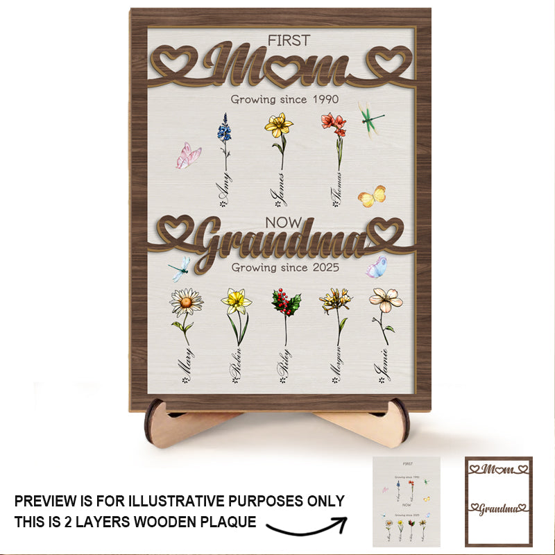 Custom Personalized Birth Month Flowers Mothers Day, Custom Grandma's Garden Wooden Sign, Gift For Mom, Gift For Grandma, Mother's Day Gift