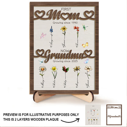 Custom Personalized Birth Month Flowers Mothers Day, Custom Grandma's Garden Wooden Sign, Gift For Mom, Gift For Grandma, Mother's Day Gift