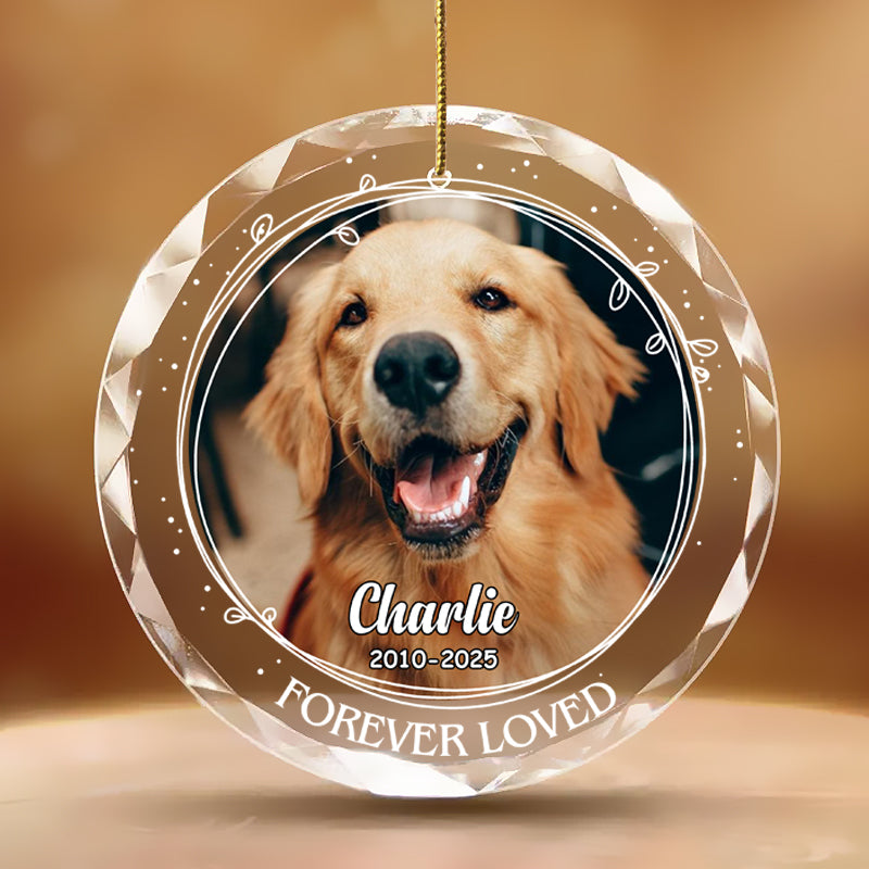 Personalized Pet Memorial Ornament – Custom Glass Keepsake with Photo, Name & Dates – Forever Loved Tribute Gift for Pet Loss, Dog or Cat Owners