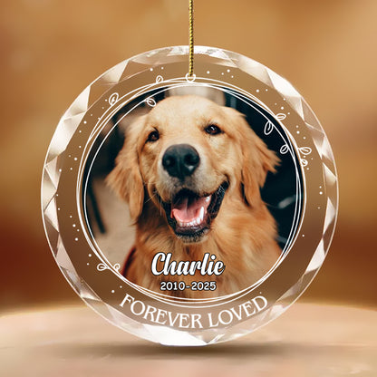 Personalized Pet Memorial Ornament – Custom Glass Keepsake with Photo, Name & Dates – Forever Loved Tribute Gift for Pet Loss, Dog or Cat Owners