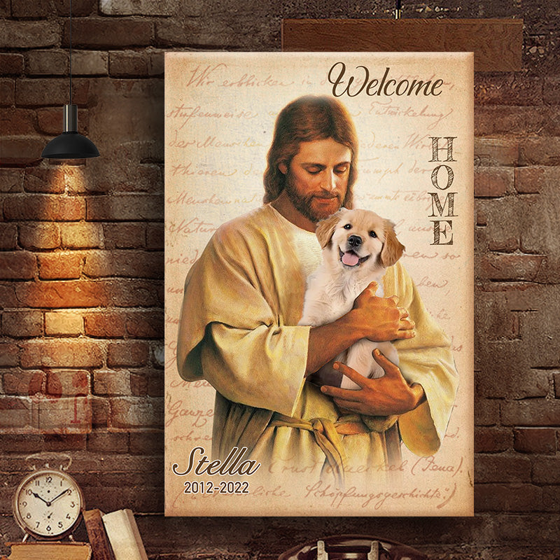 Custom Photo Welcome Home- Pets Personalized Custom Horizontal Poster/Canvas - Sympathy Gift For Pet Owners, Pet Lovers