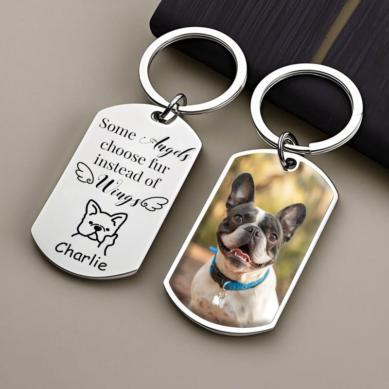 Custom Photo “Forever Flipping” Pet Memorial Keychain – Funny & Personalized Gift for Dog & Cat Lovers