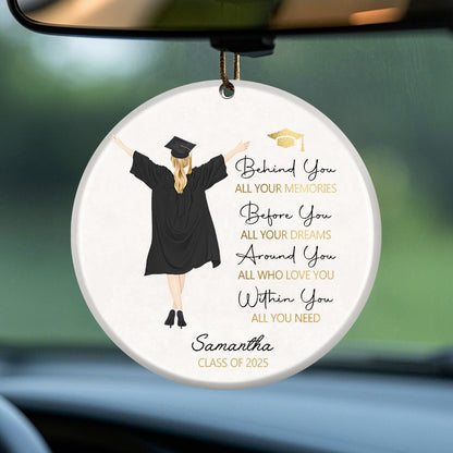 Personalized Graduation Ornament – Custom Silhouette Ceramic Keepsake with Name & Year – Inspirational Gift for Graduate, Parents, or Teachers