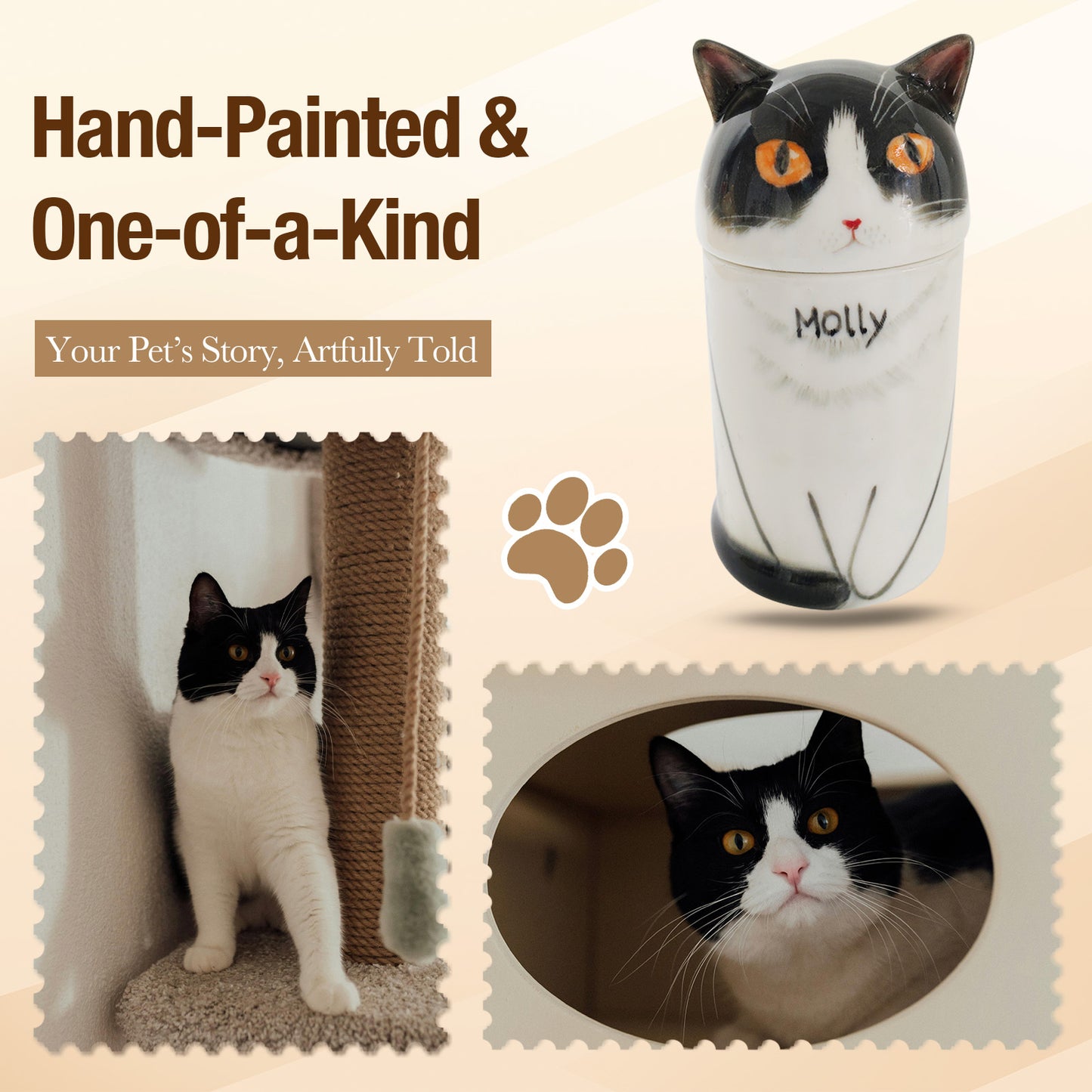 Custom Bespoke Hand-Painted Ceramic Pet Urn - A Timeless Tribute to Your Pet’s Memory-Sympathy Gift For Pet Owners, Pet Lovers