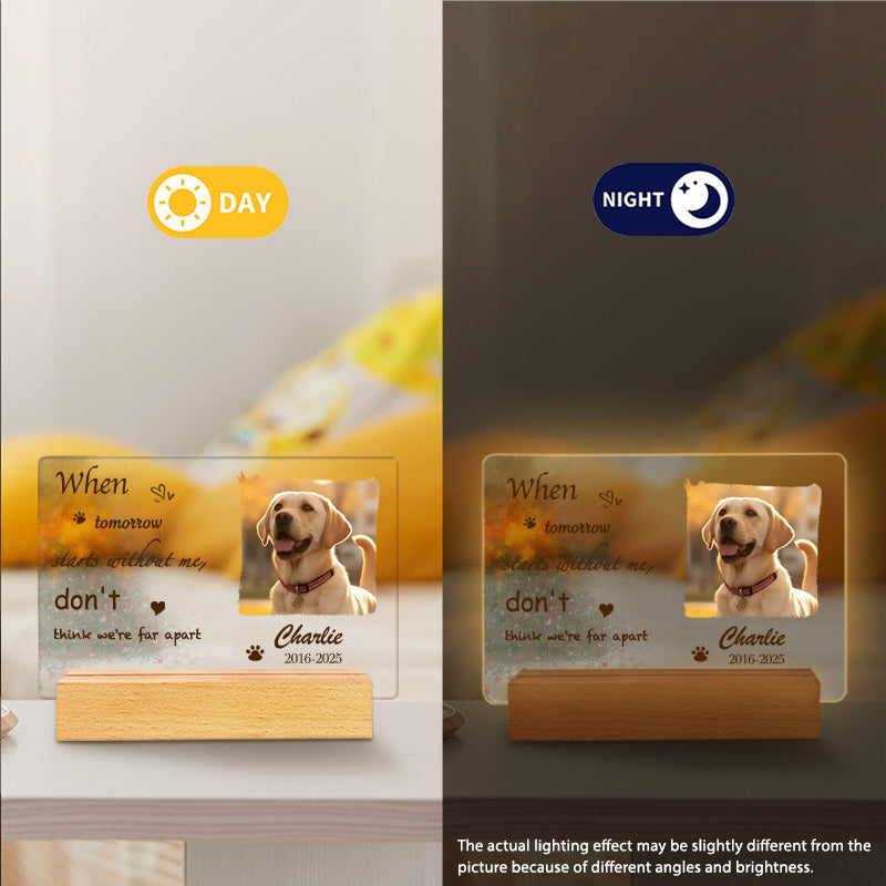 Custom Photo When tomorrow starts without me. Personalized Pet Memorial Acrylic Night Light-Sympathy Gift For Pet Owners, Pet Lovers