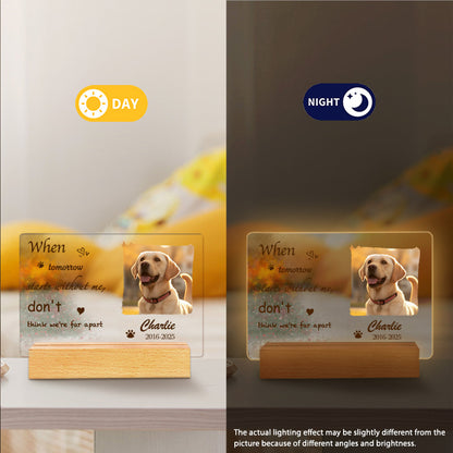 Custom Photo When tomorrow starts without me. Personalized Pet Memorial Acrylic Night Light-Sympathy Gift For Pet Owners, Pet Lovers