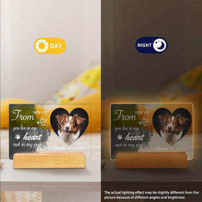 Custom Photo From Now On You Live In My Heart Not In My Pain. Personalized Pet Memorial Acrylic Night Light-Sympathy Gift For Pet Owners, Pet Lovers