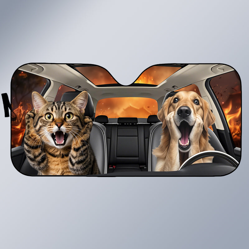 Custom Photo Pets Are Family, They Make Life Brighter - Pet Personalized Custom Auto Windshield Sunshade, Car Window Protector - Gift For Pet Owners, Pet Lovers
