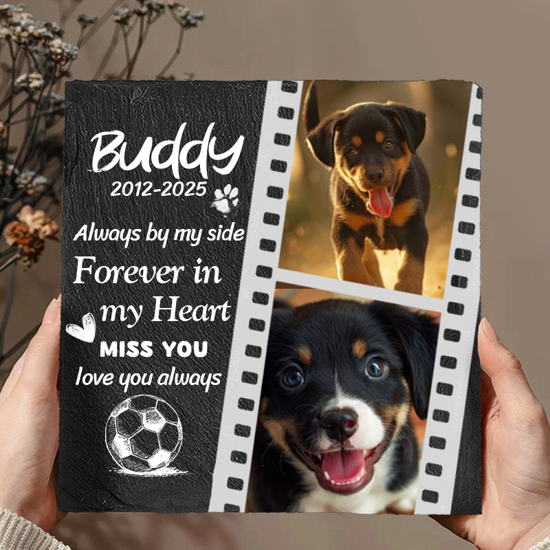 Custom Photo Always By My Side - Pet Memorial Square-shaped Stone Custom - Sympathy Gift For Pet Owners, Pet Lovers