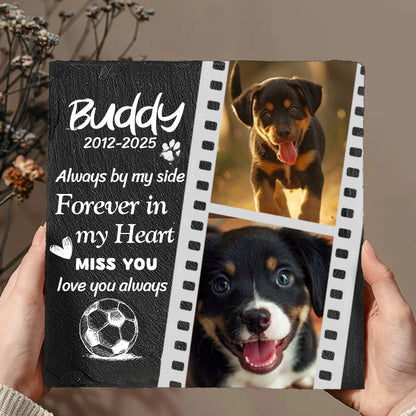 Custom Photo Always By My Side - Pet Memorial Square-shaped Stone Custom - Sympathy Gift For Pet Owners, Pet Lovers