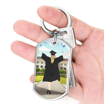 Custom Graduation Keychain – “And Off She/He Went to Change the World” Personalized Gift for Daughter, Son, or Graduate