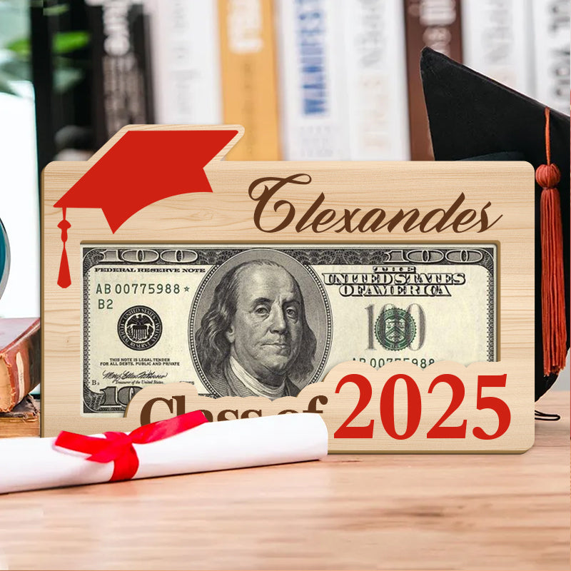Custom 2-Layer Graduation Money Holder Plaque – Class of 2025 Gift for Son, Daughter & Grandchild of Proud Families