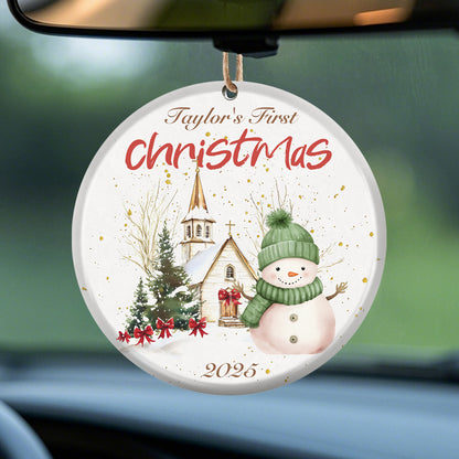 Baby's First Christmas  2025 – Personalized Ceramic Ornament with Custom Holiday Design, Name & Year – Family Keepsake Gift