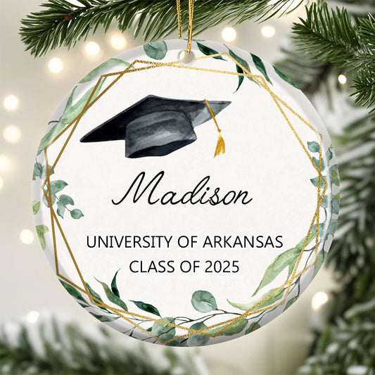 Personalized Class of [Year] Graduation Ornament – Custom Ceramic Keepsake with Name, School & Tassel Color – Gift for Graduate, Parents, or Grandparents
