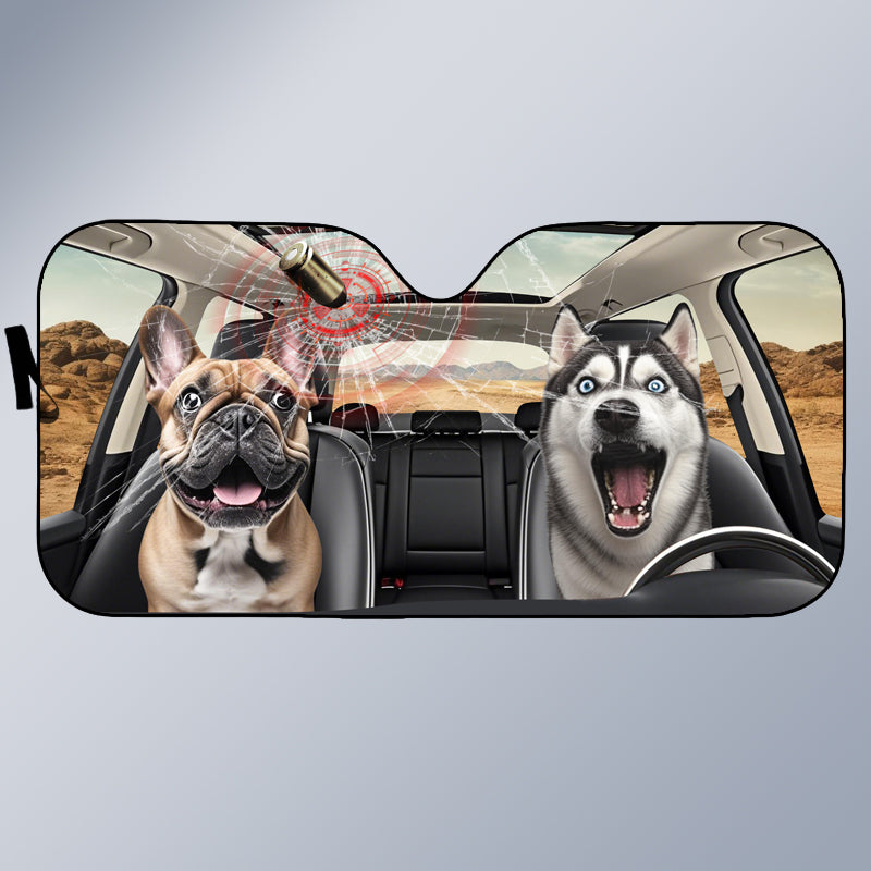 Custom Photo Have Fun Together - Dog/Cat Personalized Custom Auto Windshield Sunshade, Car Window Protector - Gift For Pet Owners, Pet Lovers
