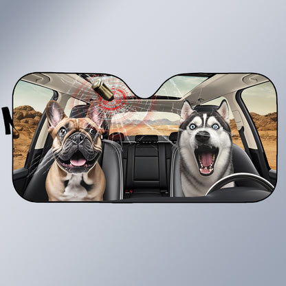 Custom Photo Have Fun Together - Dog/Cat Personalized Custom Auto Windshield Sunshade, Car Window Protector - Gift For Pet Owners, Pet Lovers